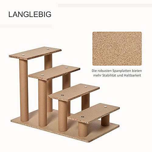 PawHut Hundetreppe 4 Stufen 44 cm Hoch Haustiertreppe für Kleine Hunde Katzentreppe Hunderampe mit Waschbar Bezug Einstiegshilfe für Bett, Sofa, Couch Hellgrau