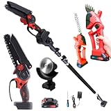 チェーンソー 高枝チェーンソー たかえだ 伸縮 延長ポール 充電式 電動 最長2.3ｍ バッテリー付 軽量 充電器 草刈り機 芝刈り (6インチ(草刈り機&バリカン))