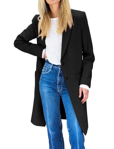 IDEALSANXUN Womens Wool Coats Notch Lapel Fall Winter Peacoat Dressy Blazer Jackets