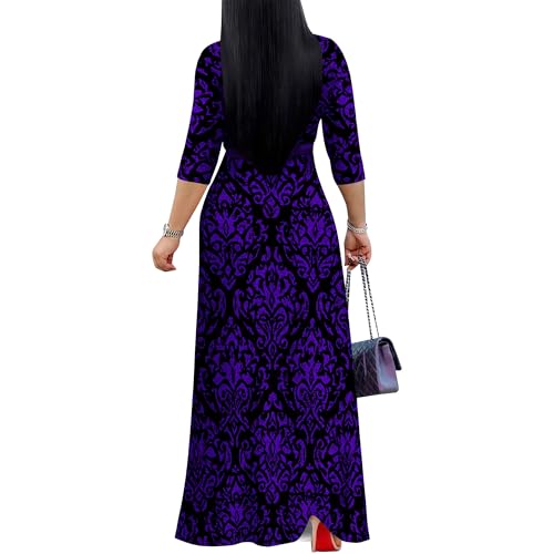 Image of Women Plus Size 3 /4 Sleeve V Neck Maxi Dress with Pockets | Soft fabric relaxed fit three quarter sleeve v neck with pockets for party and daily wear
