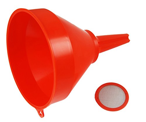UNIVERSEL - Entonnoir En Plastique - Avec Filtre Amovible - Pour Bricolage Ou Mécanique - 145 mm - Rouge