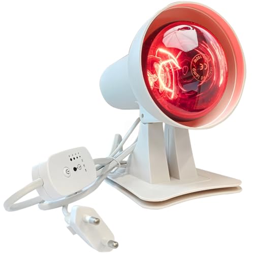 Lámpara de infrarrojos de 150 W, lámpara de luz roja con temporizador y temperatura ajustable, ángulo ajustable, relajación y bienestar general