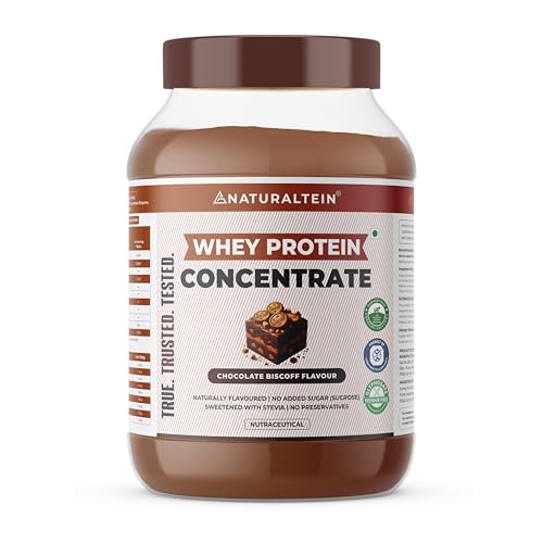 NATURALTEIN Natural Whey Protein Concentrate 1 kg (Chocolate Bis Coff) | 21.1g Protein Per Serving | No Artificial Sweeteners | Soy-Free | Gluten-Free|No Adulteration |Easy to Digest | 100% Natural