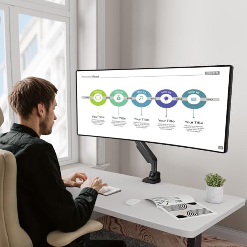 Image of MOUNT PRO Single Monitor Mount for Max 43 Inch Ultrawide Computer Screen, Premium Aluminum Heavy Duty Monitor Arm Holds 6.6lbs to 33lbs, Gas Spring Full Motion Display Desk Stand, VESA Mount