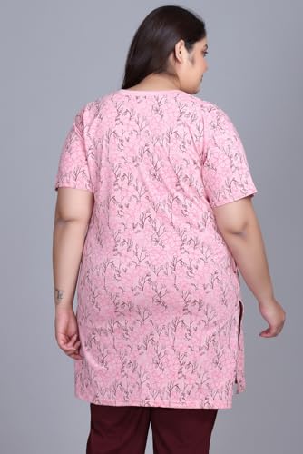 Image of RYSH Women's All-Over Printed Cotton Plus Size Longline T-Shirt with Pockets