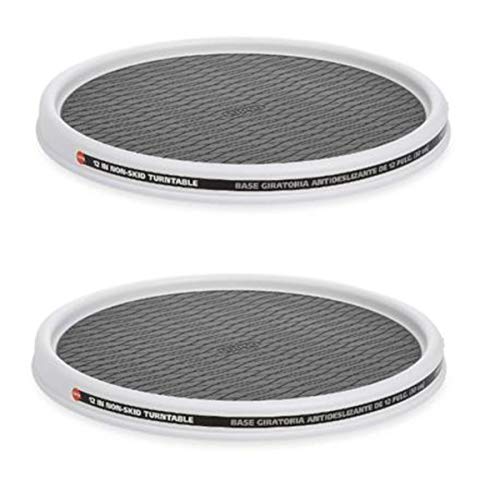 Copco Non-Skid Pantry Cabinet Lazy Susan Turntable, Set of 2, 12-Inch, White/Aqua 2