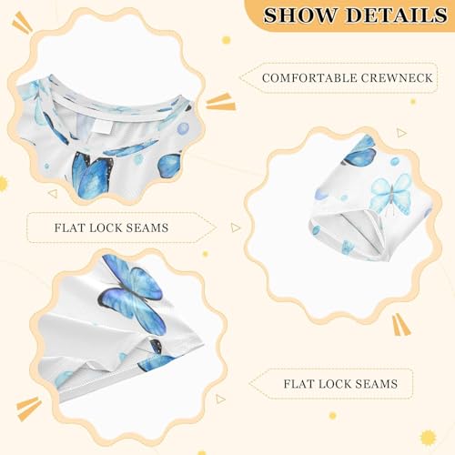 Boys Rash Guard Swim Shirt Long Sleeve UPF+ 50 Sun Shirts Quick Dry Shirt Cute Blue Butterfly for Toddler Kids3