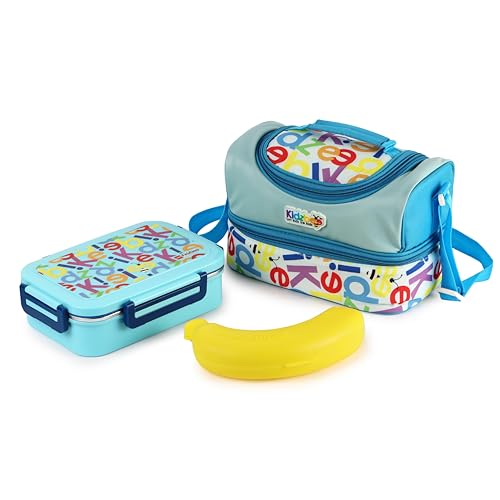 Image of CELLO Kidzbee Series Mini Meal Set for Kids |1 Lunch with Banana and Attractive Jacket | Insulated Meal Carrier | Lunch Box Set for Kids | Blue