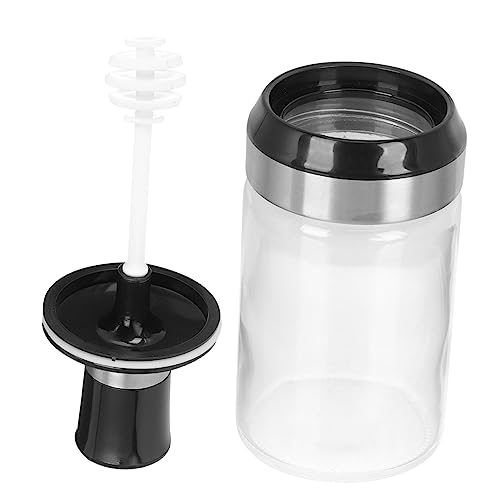 Cabilock Clear with Integrated Spoon Portable Honey Bottle with Sealing Lid for Kitchen Seasoning and Storage Practical Design for Easy Use and Cleaning