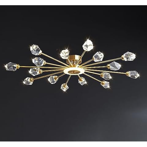 Flashing God Semi Flush Mount Ceiling Light,16-Lights Sputnik Chandeliers Gold,Chandelier for Dining Room Living Room Dimmable 2700k 4500k 6000k Cover