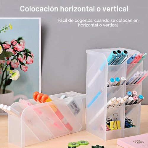 Miniatura 6 de Lostwry 4 Piezas Portalápices Multifuncional, Organizador De Escritorio Para Lápices, Lapiceros Para Escritorio, Organizador De Pluma Para Almacenar Bolígrafos En Escuelas Oficinas, Blanca