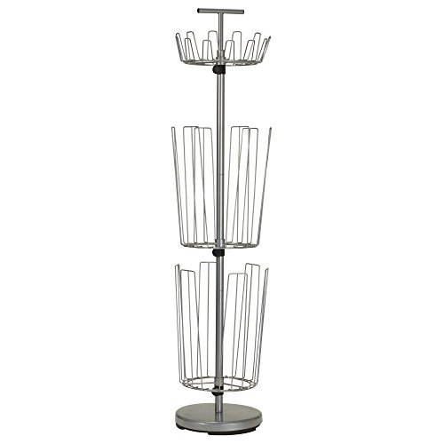 Household Essentials 2132-1 Metal 3-Tier Revolving Shoe and Boot Rack - Silver
