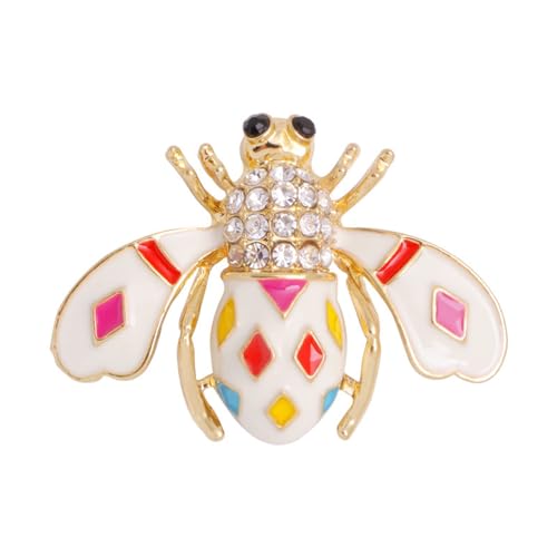 Broche Para Mujer Cristal Austríaco Broche De Abeja Pequeña Alfiler De Insecto Que Gotea Pintura Al Óleo Alfiler Gráfico Cuadrado Pintado Al Óleo Blanco
