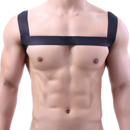 QiaTi Mens Harness Belt Man Body Chest Elastic Strap Shoulder Halter Strong Costume for Men