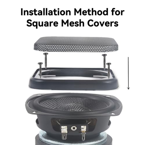 Xiciki 2 Stück Auto Lautsprechergitter 4 Zoll Schwarz, Lautsprecher Gitter Quadratisch 109x104mm mit Stahlgitter, Universelle Lautsprecherschutzabdeckung für Auto Audio