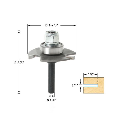 Amana Tool 53400 Slotting Cutter Assembly 3 Wing X 1-7/8 Dia X 1/16 X 1/4 Inch Shank thumb #1