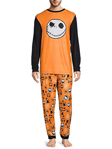 Briefly Stated Nightmare Before Christmas Jack Skellington Men's Pajama Set, Orange2