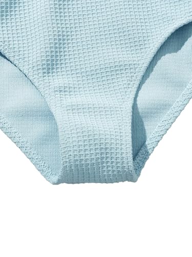 Image of QJQ Girl's 2 Piece High Waisted Swimsuits Ruffle Waffle Bathing Suit Summer Cute Bikini Sets
