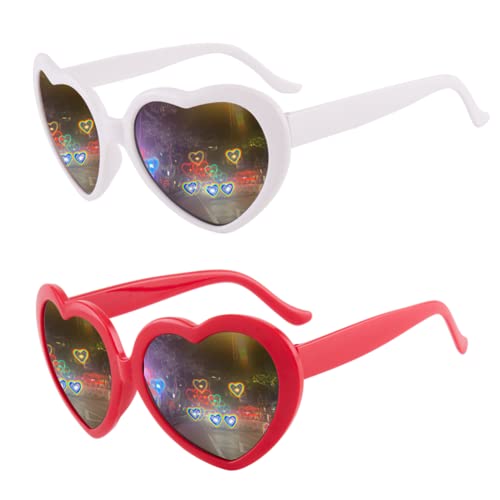 LASPOR Heart Sunglasses Love Effect Diffraction Glasses Rainbow Heart Refraction Eyeglasses Party Rave Accessories