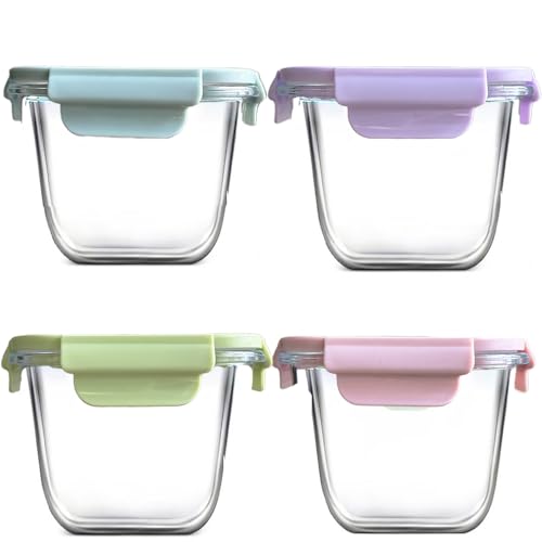 S.ROKE TTAN Contenitore per alimenti con chiusura，Contenitore per zuppa di vetro，Meal Prep Contenitori，4 Pezzi Contenitori in Vetro Ermetici per Alimenti 800ml - Per Lavastoviglie, Forno，Senza BPA