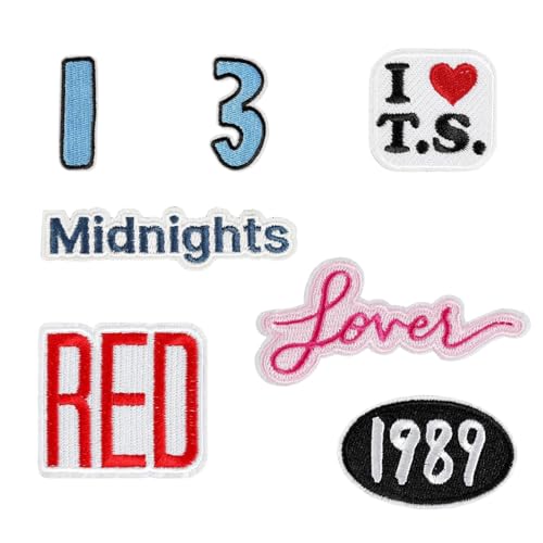 7Pcs Embroidered Music Patches Music Singer Embroidered Iron on Patches for Hat Clothing Bags Sew Applique Letter Fabric Repair Patch Set DIY Craft Accessories Collection Merch Gifts for Fans