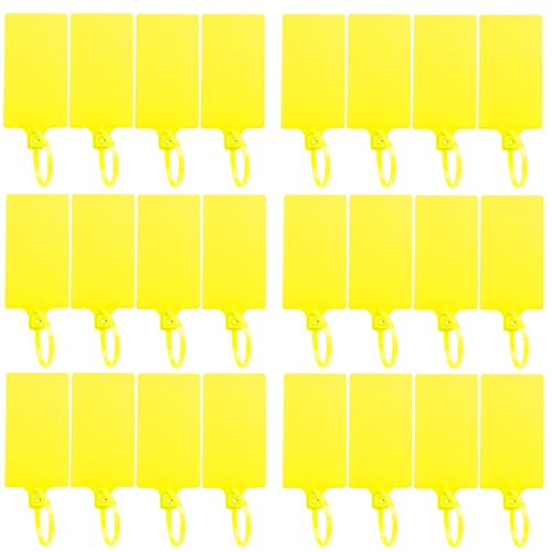24 Pcs Large Luggage Tags, DROK Yellow Plastic Luggage Name Tags Writable Label Tags for Parcel Package, Gifts, Offices, Warehouses, Suitcases, Stores