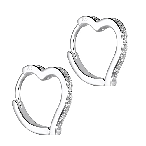 Treuheld® 925 Sterling Silber Herz-Creolen mit Kristallen