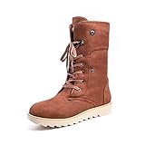  Botas de Nieve Mujer Invierno Forradas Calientes Planos Fur Calentar Caña Altas Piel Antideslizante Cálidas Botines Snow Boots Casual Marrón 36