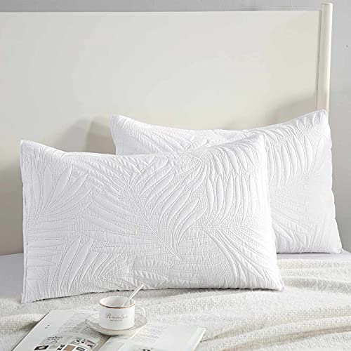 Boryard 3-Piece Queen Quilt Set, Lightweight Soft Warm Full Size Quilt Bedspread Coverlet (90X90 Inches) With 2 Pillow Shams (20X26 Inches) For All Season, White #TOP3