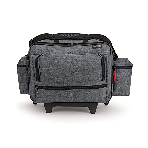 Hopkins Medical Products Travel Safe Rolling Travel Bag, Laptop Sleeve, Lockable File Pocket, Waterproof, Extra-Wide Wheels, Adjustable Strap, EZ-View Pockets, Heather Gray, 16 Inches x 13 Inches x 9
