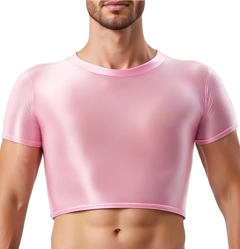 T-Shirt Brillant Homme Débardeur Sport Haut Court FEOYA EU S M L
