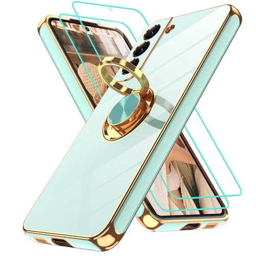 Protection Samsung S22 Plus : Anneau Rotatif et Style Chic Doré