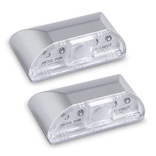 LIXIN 2 Pack Keyhole Light, Infrared PIR Automatic Motion Sensor Detection Door Lock Light Night Light, Battery Powered, with 4 Light Beads for Doors, Kitchens, Stairs, etc. (Silver)