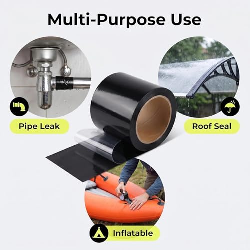 Image of 4inX10ft Rubberized Seal Patch Tape - Waterproof Tape Seal and Patch Leaks for Home RV Roof Plumbing and Pool Repairs, Underwater, Indoor Outdoor