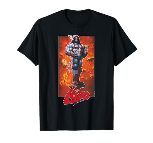 DC Comics Lobo Lobo Pose Camiseta Hombre Manga Larga T-Shirt Negro Talla S