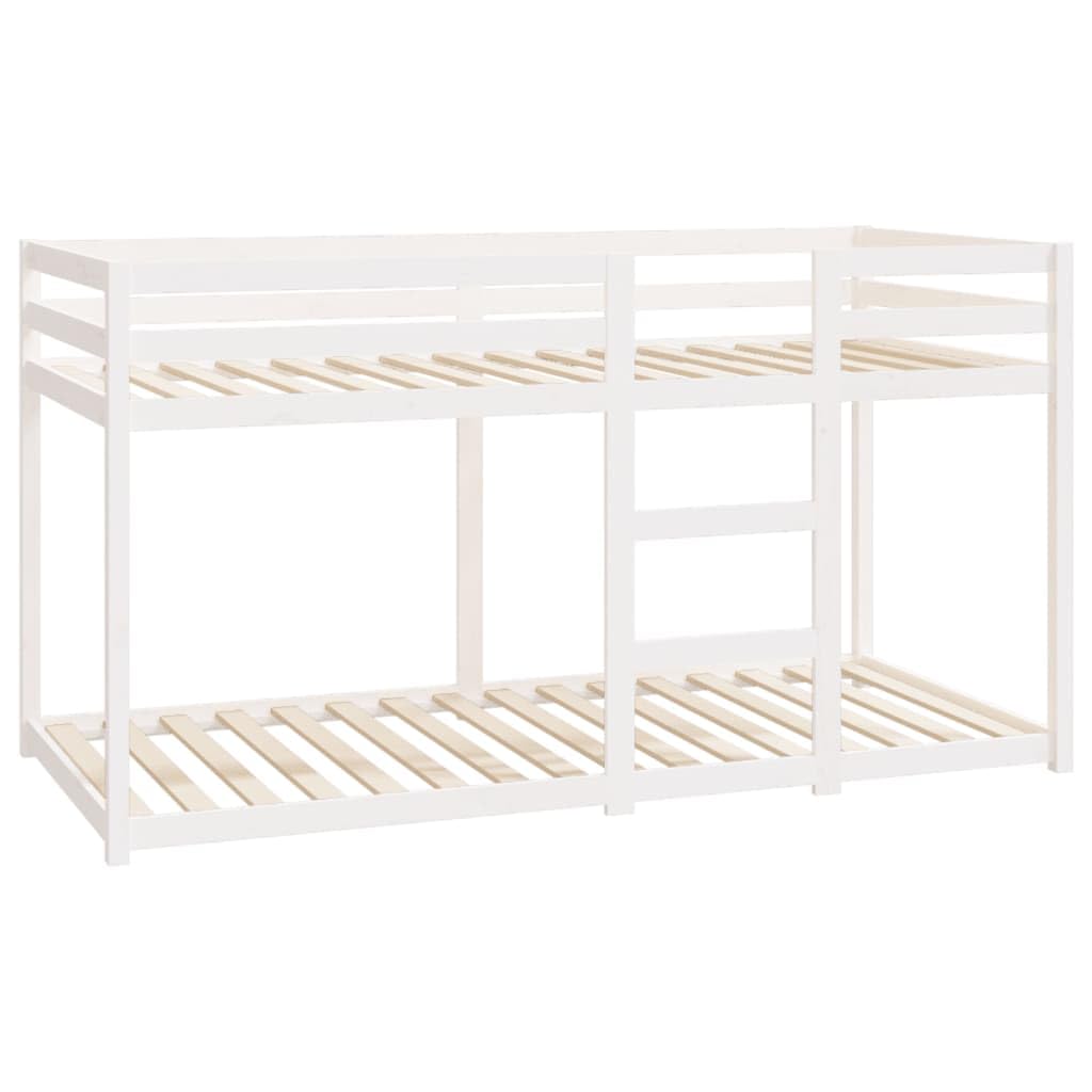 vidaXL Etagenbett aus Massivholz Kiefer, Weiß, 90x200 cm – Hochbett mit Leitplanken