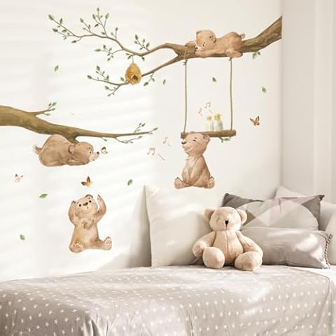 Runtoo Bear Woodland Animal Wall Stickers Cover
