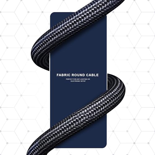Image of LEDSone Black 18 AWG Fabric Covered Electrical Wire 32.8ft 2 Conductor Round Cloth Braided Lamp Cord 6mm Flexible Copper PVC Cable for Pendant Lights Chandeliers DIY Rewiring Indoor Projects