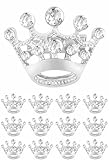 HAFILO 12/24/48 pieces small crown brooch lapel pin for women men Metal fashion Golden silver rhinestone crown brooches pins for Clothes Suit bulk (24, Silver)