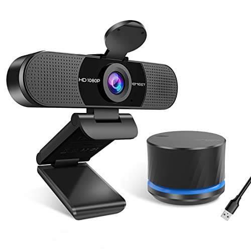 EMEET C960 1080P Web Camera&USB Volume Control Knob, 2 Mics Streaming Webcam with Privacy Cover, 90Â°View Computer Camera, Plug&Play USB Webcam for Calls/Conference, Zoom/Skype/YouTube