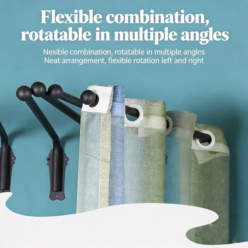 Tringle à rideaux pivotante robuste structure noire mate 90cm de qualité