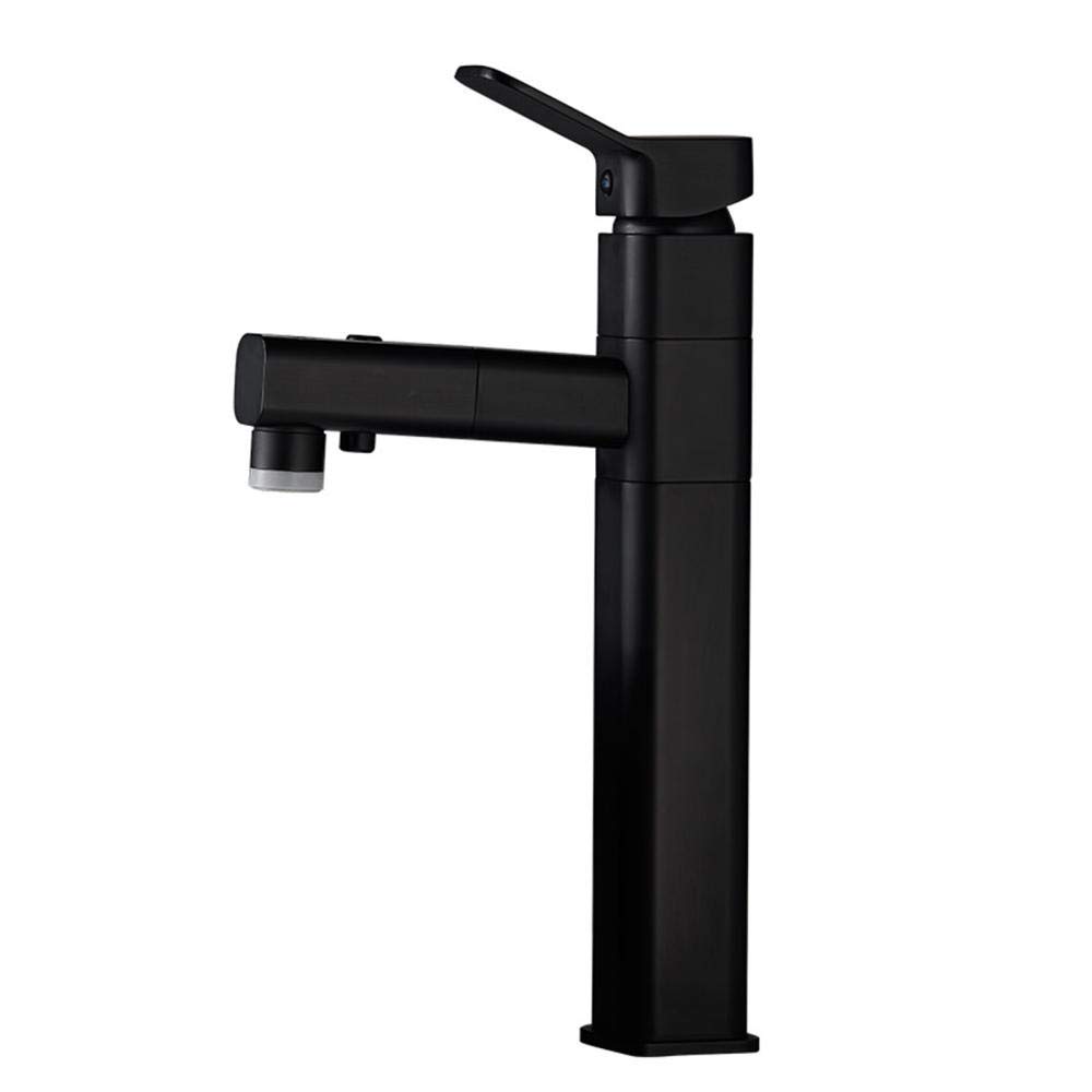Mitigeur de lavabo haut noir en laiton pour eau chaude et froide
