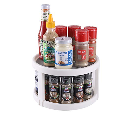 YCOCO Lazy Susan Spice Rack Organizer for Cabinet,2 Tier Rotating Spice Rack,Lazy Susan Turntable Tiered Rotating Kitchen spice Carousel for Cabinets,Pantry,Bathroom Display Stand,White Set of 1