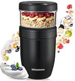 Mitsemmo Edelstahl Müslibecher to Go 500ml+250ml,Joghurtbecher to Go mit Löffel,Müsli Cup to Go Becher,Müslibecher Müslidose Müslischale Frühstücksdose Müslibox,Joghurt Box Cornflakes to Go Becher