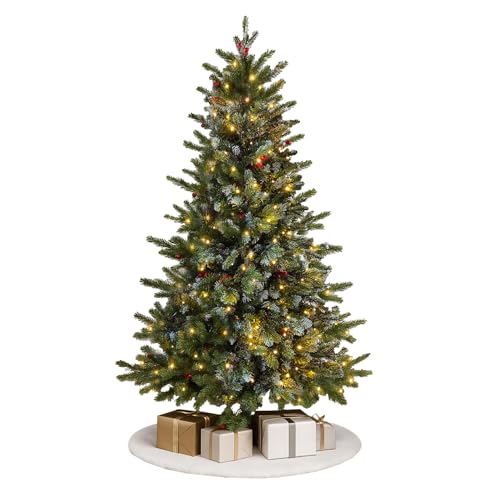Home Republic Pre-Lit Half Christmas Tree - Space Saving Wall/Corner Tree Led Lights with Realistic Mixed PVC Branches Easy Assembly & Foldable Base Ideal for Small Spaces 180cm -6ft