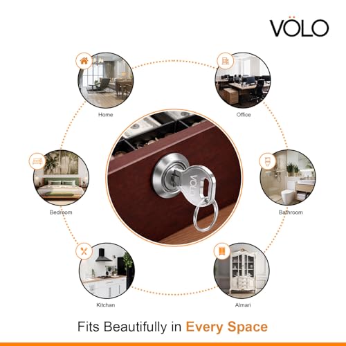 Image of Volo Heavy-Duty Stainless Steel Cabinet Lock - Secure Lock for Cupboards, Drawers, Wardrobes & Almirahs (20mm) for Home & Office Use