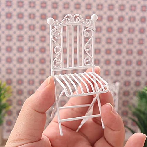 Goodliest 3OTXVKJEF60002089MA Metal Doll House Bistro Set, White Miniature Doll House Table And Chairs Set, 1/12 Scale Miniature Patio Set Fairy Garden Furniture Ornaments Micro Decor A thumb #2