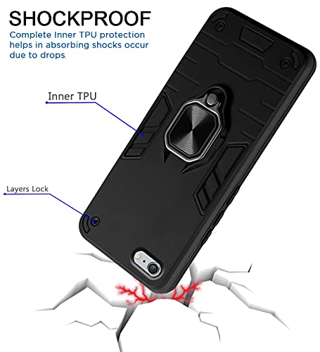 Image of Pikkme D5 Tough Armor Bumper Back Cover Case for iPhone 6 Plus,iPhone 6 Plus |Ring Holder & Kickstand in-Built (Black)