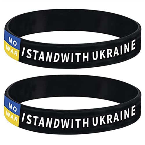 ZKXXJ I Stand with Ukraine Bracelet,Support Ukraine Political Ukrainian Patriot Wristband Sport Rubber Ukrainian National Flags Black Silicone Bracelet Ukraine Jewelry Gift for Unisex