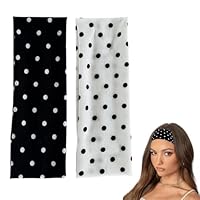 FrostyFlair Schwarz-Weißes Stirnband-Set, Polka Dot Headband & Haarband Damen, Elastisches Stirnband Sport für Frauen, Rutschfeste Retro Haarbänder für Alltag & Styling
